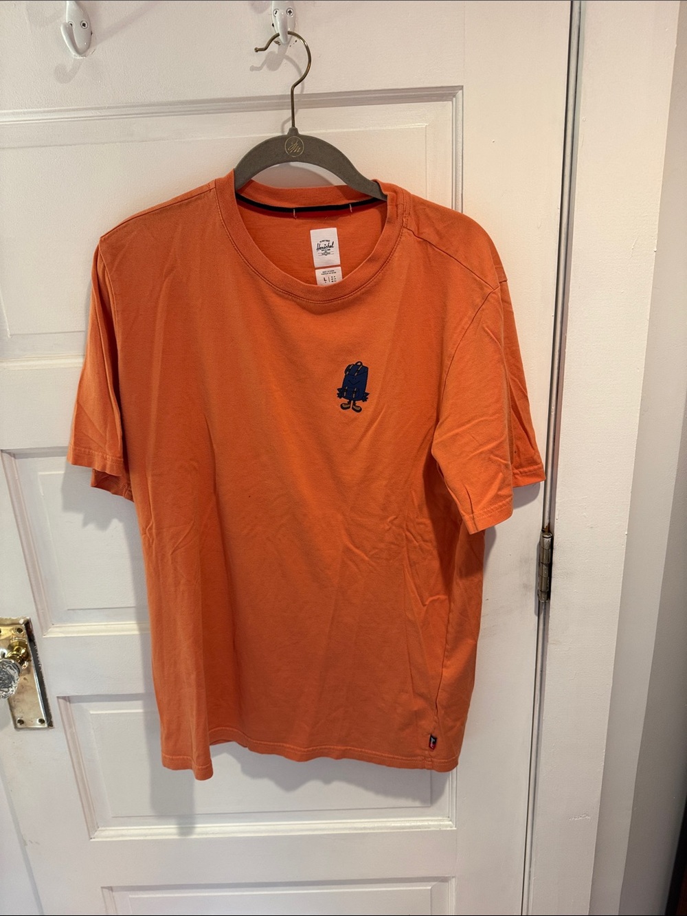 Herschel Supply Company Orange Short-Sleeve Tee with Navy Chest Logo